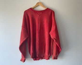 50s red single v pull over sweater