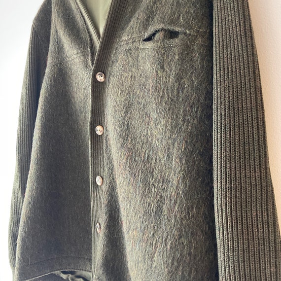 vintage 60s green wool cardigan - image 4