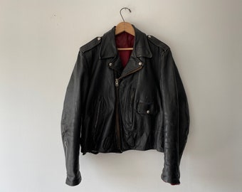 50s black leather jacket