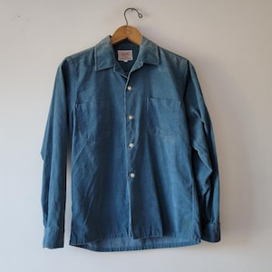 60s blue corduroy loop collar