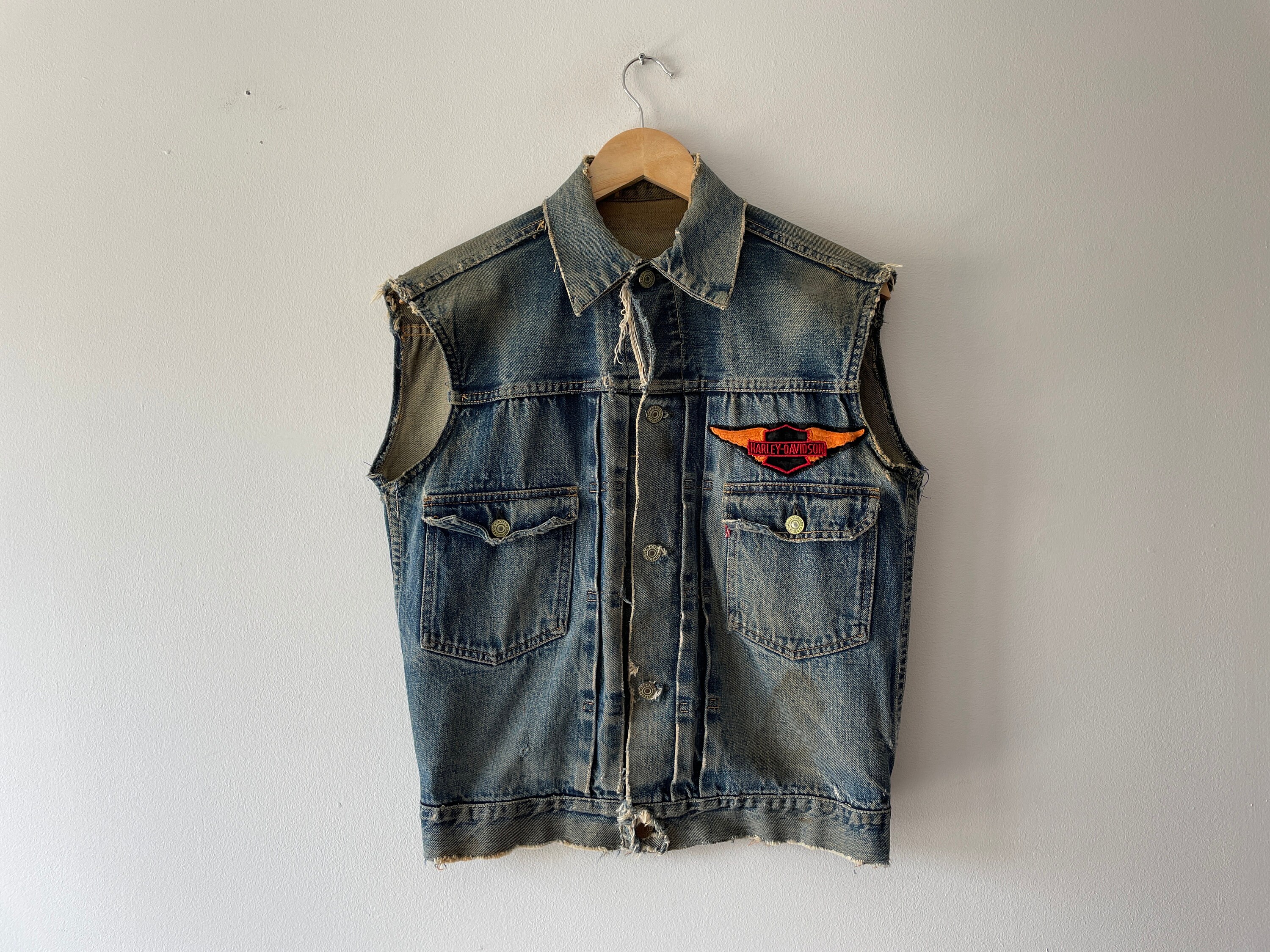 Cut off denim jacket mens sale