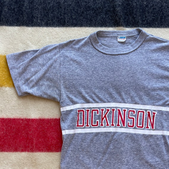 Vintage 1970s Champion Blue Gray Dickinson T-Shirt - image 2