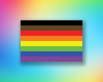 Pride Rainbow Flag 8 Stripes Colors Brown Black Bumper Sticker