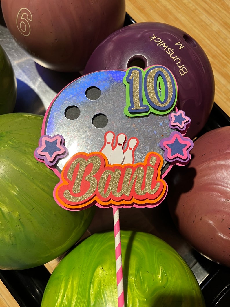 BOWLING Cake Topper Bowling Themed Birthday Party Decor Etsy