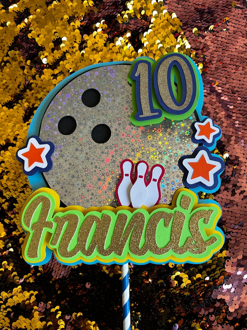BOWLING Cake Topper Bowling Themed Birthday Party Decor Etsy