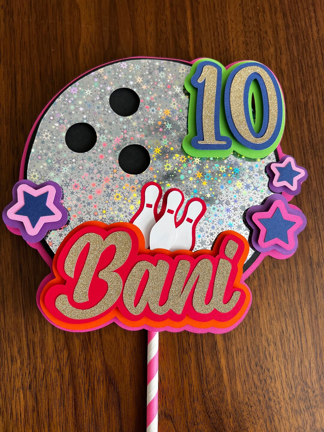 BOWLING Cake Topper Bowling Themed Birthday Party Decor Custom, Bowling