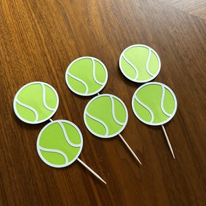 Tennis Cupcake Toppers, 12, Tennis Party, Tennis Cake, Tennis Dessert, Tennis Appetizers, Tennis Toothpicks, Tennis Ball Toothpicks