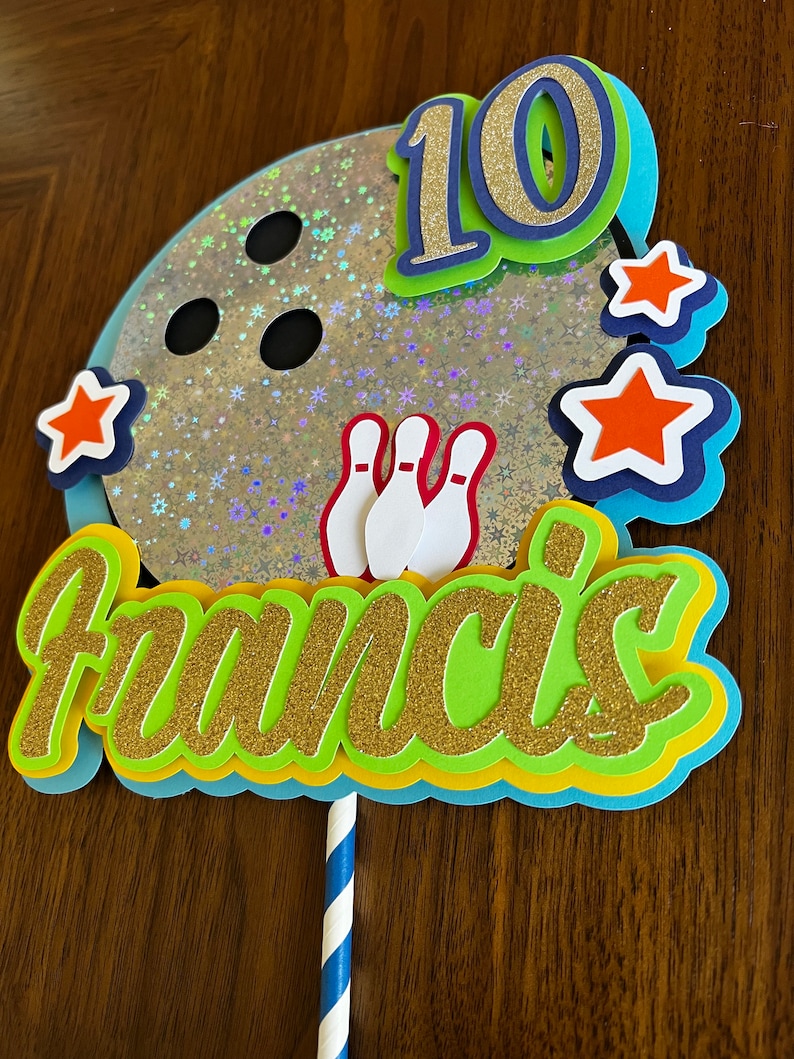 BOWLING Cake Topper Bowling Themed Birthday Party Decor Etsy