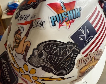 Pushin' Keys Vinyl Sticker: Weatherproof Lineman Hard Hat Decal