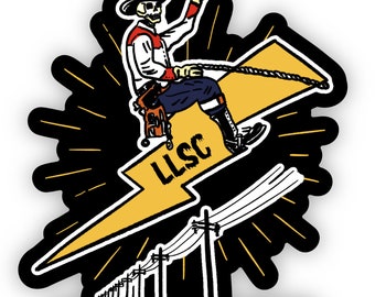Ride The Lightning Weatherproof Vinyl Decal: Lineman Hard Hat Sticker