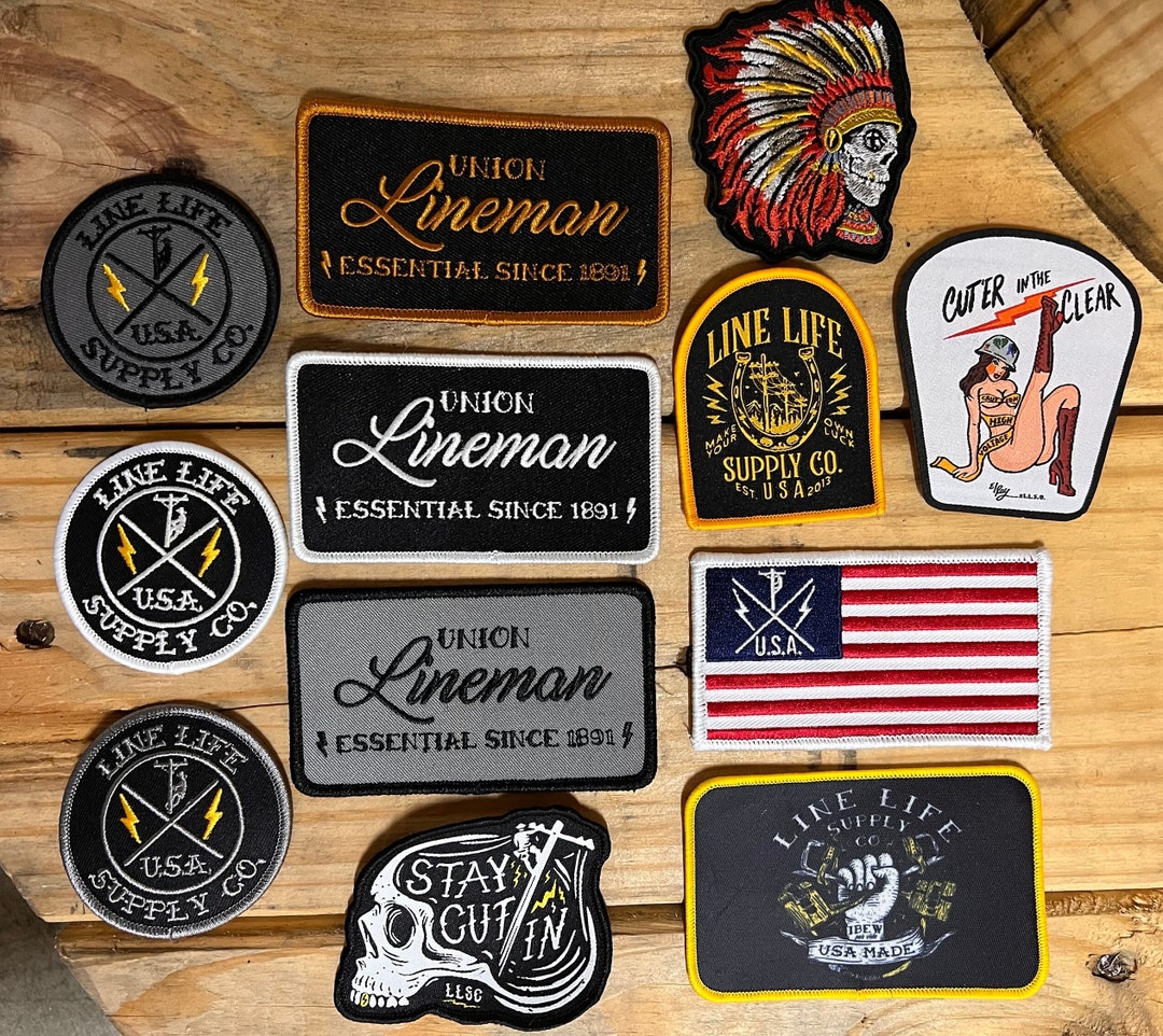 Patches 13 Different Styles Lineman Pride Lineman Patch Glove Bag Blue