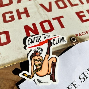 Lineman &#39;Cut &#39;er in the Clear&#39; Weatherproof Vinyl Sticker