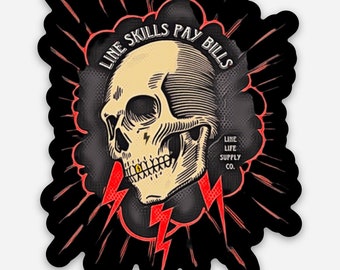 LINE SKILLS- decal weatherproof vinyl lineman sticker-hard hat sticker- lineman pride