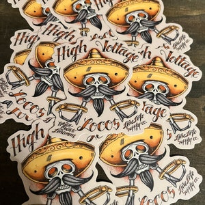 High Voltage Locos Sticker: Weatherproof Vinyl Lineman Decal