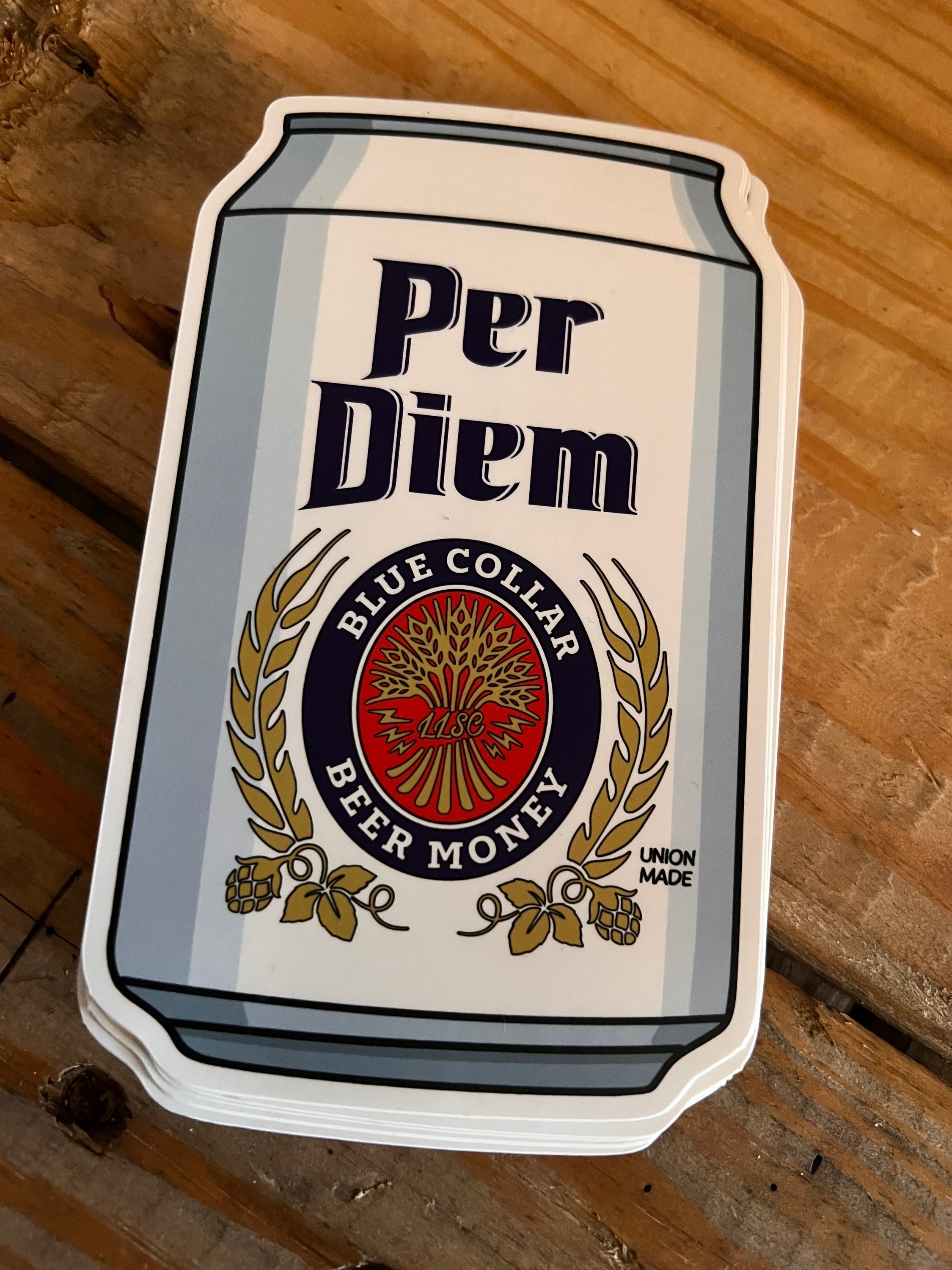 Per Diem Beer Money Decal: Weatherproof Vinyl Lineman Sticker