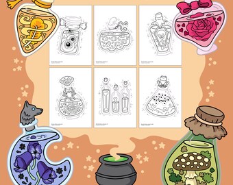 x30 Peculiar Potions Colouring/Coloring Pages (DIGITAL DOWNLOAD)