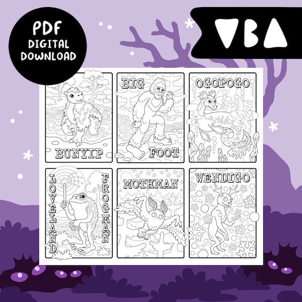 Cryptid Coloring Pages Etsy