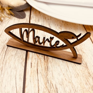 Tischdekoration zur Taufe personalisierte Gastgeschenke zur Kommunion Symbol für Konfirmation Fisch Symbol als Deko Bild 3