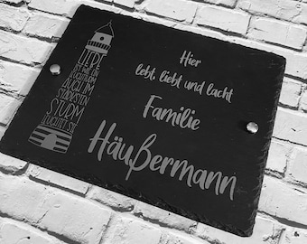 Türschild mit Gravur personalisieren | individuelles Namensschild für die Tür | Geschenk zum Einzug | Wohnungstürschild