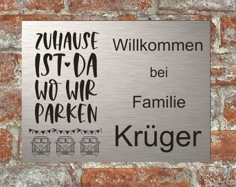 Türschild personalisiert Haustürschild Klingelschild Acryl silber schwarz