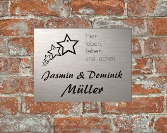 Türschild personalisiert Haustürschild Klingelschild Acryl silber schwarz