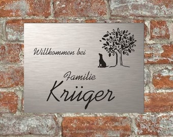 Türschild personalisiert Haustürschild Klingelschild Acryl silber schwarz