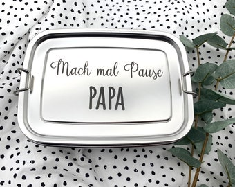 Brotdose personalisiert Name Papa Edelstahl