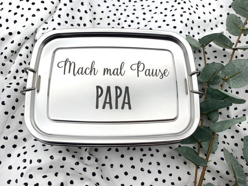 Brotdose personalisiert Name Papa Edelstahl Bild 1