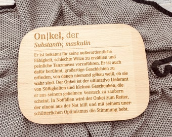 Schneidebrett Onkel | individuelles Geschenk zum Geburtstag oder Weihnachten | Frühstücksbrett aus Holz mit Gravur