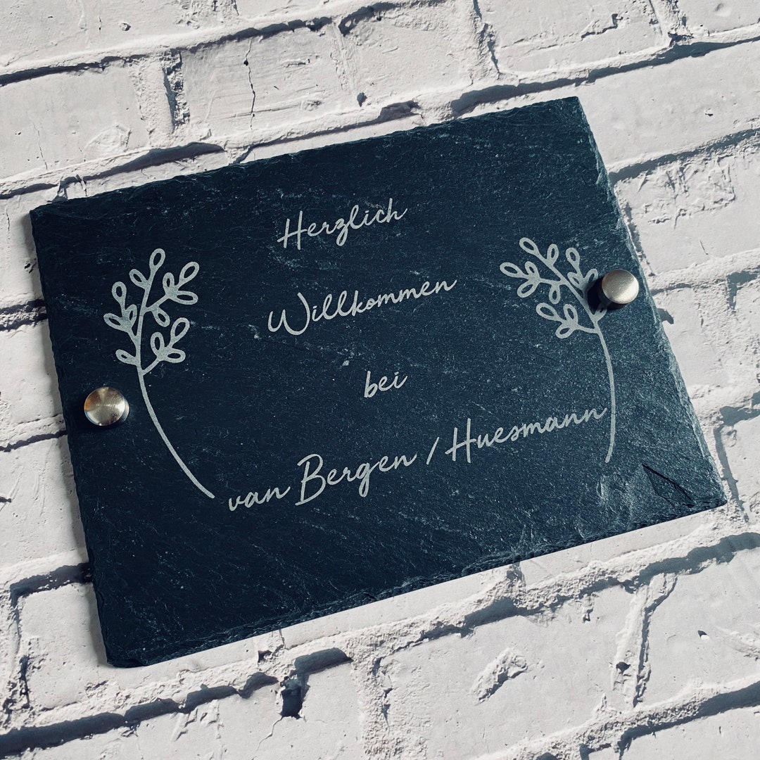 Türschild mit Hausnummer, Namensschild Haustür Familie, Modernes Türschild, Personalisiertes