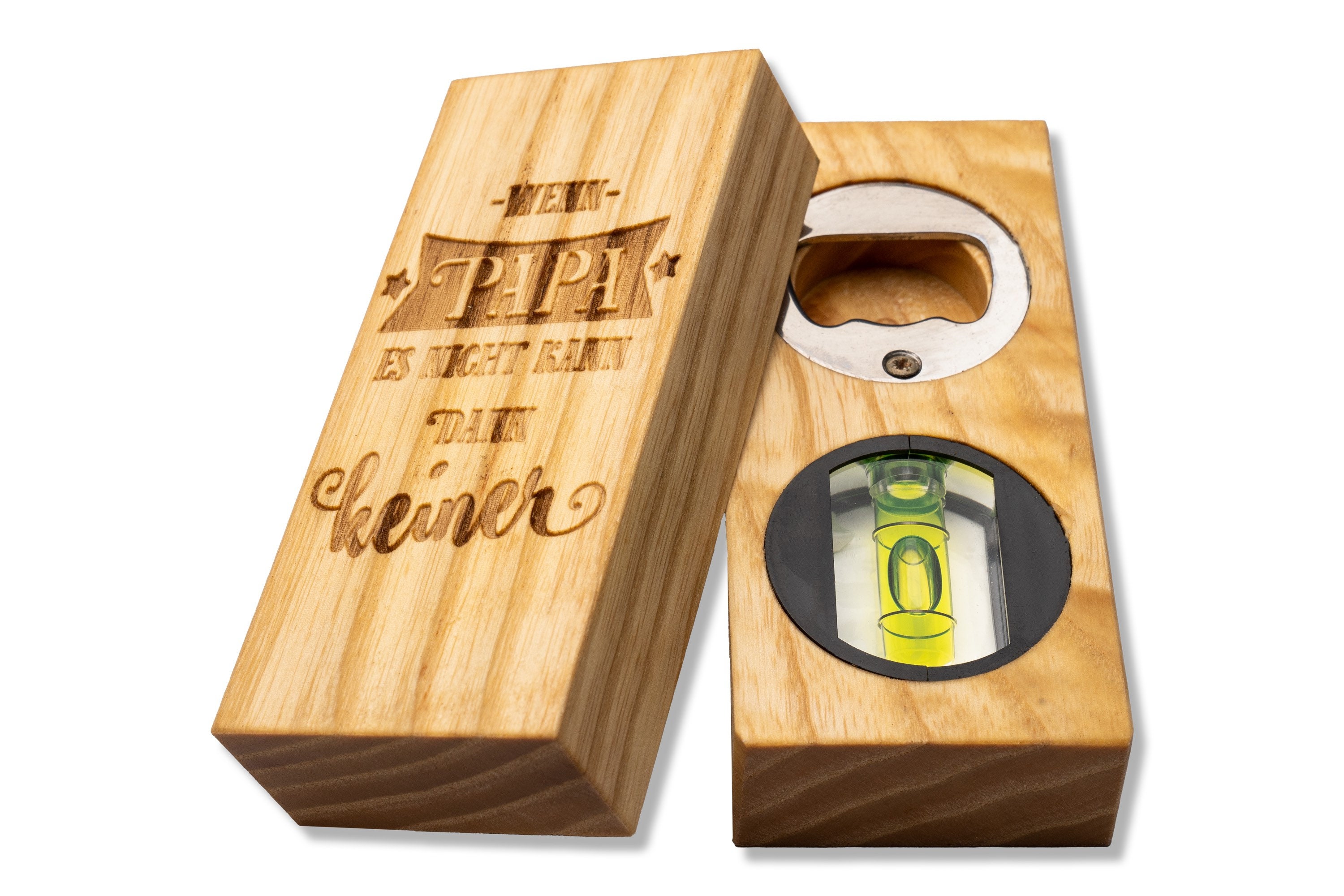 Personalisiertes Holz-Wasserwaage-Flaschenöffner-Werkzeug | Vatertag-Geschenk Für Papa & Opa