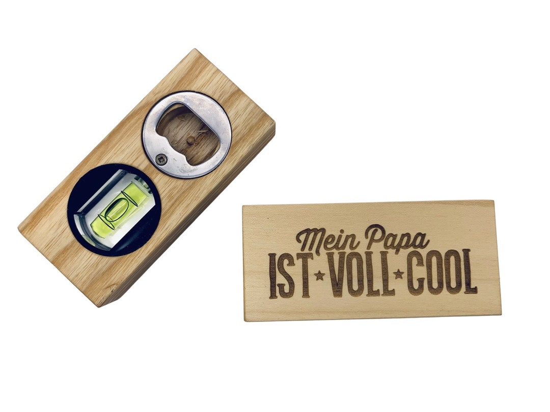 Personalisierbare Wasserwaage Mit Flaschenöffner | Geschenk Für Vater & Großvater | Aus Holz, 15 X 4,8 X 2 Cm
