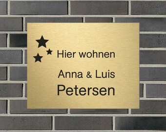 Türschild personalisiert Haustürschild Klingelschild Acryl messing schwarz