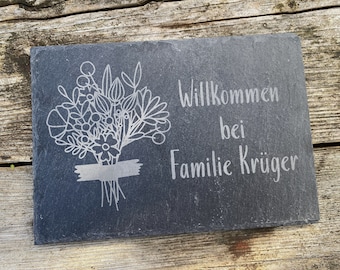 Türschild mit Gravur personalisieren | individuelles Namensschild für die Tür | Geschenk zum Einzug | Wohnungstürschild