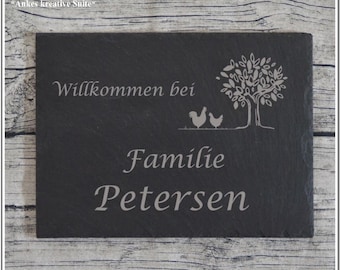 Türschild mit Gravur personalisieren | individuelles Namensschild für die Tür | Geschenk zum Einzug | Wohnungstürschild