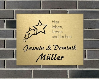 Türschild personalisiert Haustürschild Klingelschild Acryl messing schwarz