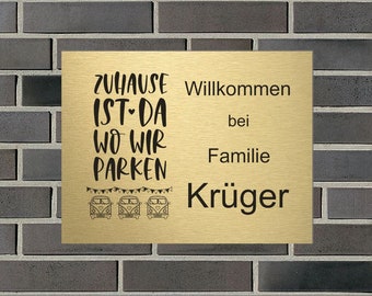 Türschild personalisiert Haustürschild Klingelschild Acryl messing schwarz