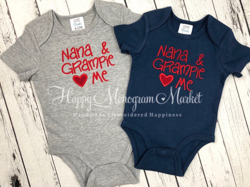 I Love My Grandad Embroidered Baby T-Shirt Gift Grandchild Heart
