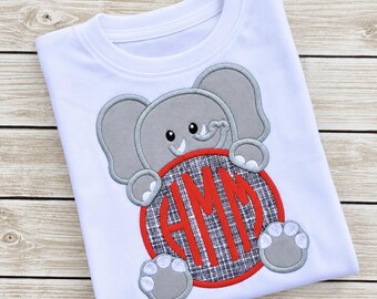 Personalized Elephant Monogram Shirt, Baby Girl or Boy Bodysuit, Toddler Outfit (Handmade)