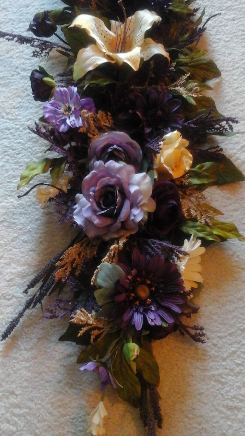 Floral Swag Silk Floral Wall Arrangement SHIPPING INCLUDED Etsy