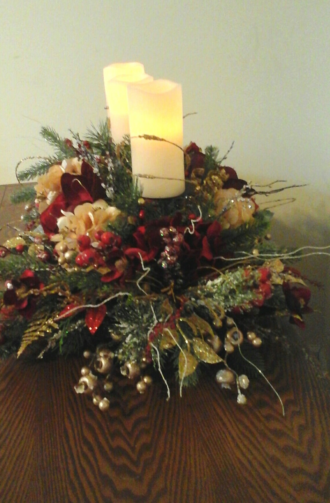 Christmas Candle Obera Centerpiece Holiday Floral Arrangements