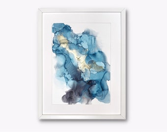 Abstract blue - arte astratta, dipinto a mano, pezzo unico