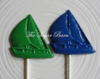 SAILBOAT CHOCOLATE Lollipops*12 Count*Nautical Party Favors*Beach Party* Boy Birthday*Sailor*Chocolate Party Favors*Sailing*Boat Party