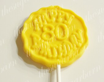 80th BIRTHDAY CHOCOLATE Lollipops*12 Count*80 Years*80 Party Favors*Surprise Birthday Party Favor*Number 80*Chocolate Favor*Birthday Gift