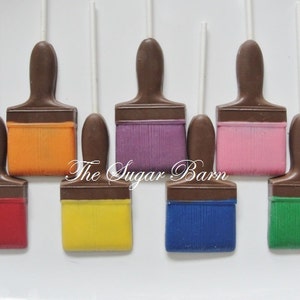 PAINT BRUSH Chocolate Lollipops12 CountPaint Party FavorsSummer FunNew House FavorsArtist PartyHousewarmingGallery Grand Opening Bild 1