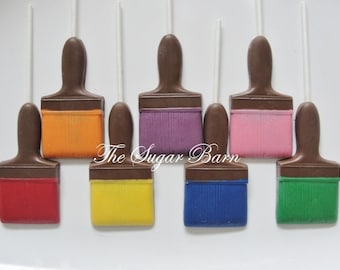 PAINT BRUSH Chocolate Lollipops*12 Count*Paint Party Favors*Summer Fun*New House Favors*Artist Party*Housewarming*Gallery Grand Opening