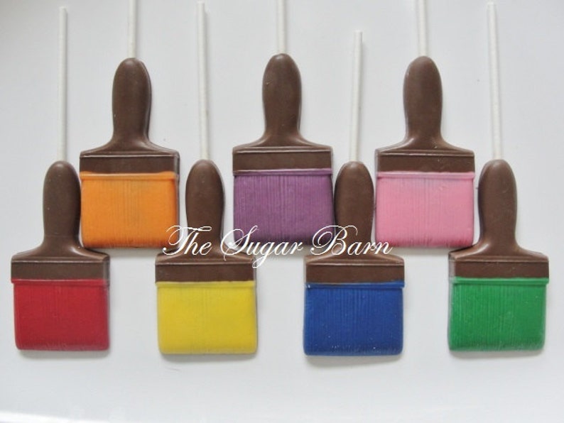 PAINT BRUSH Chocolate Lollipops12 CountPaint Party FavorsSummer FunNew House FavorsArtist PartyHousewarmingGallery Grand Opening image 1