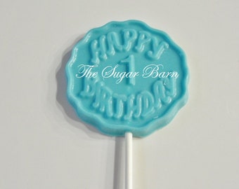 1st BIRTHDAY CHOCOLATE Lollipops*12 Count*1st Birthday Party*#1 Birthday Favor*1 Year Old Birthday Party*Chocolate Sucker*Candy Lollipop