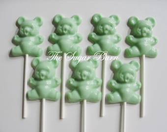 BEAR CHOCOLATE LOLLIPOPS*15 Count*Baby Shower Favor*Slumber Party*Teddy Bear Favor*Birthday Party*Baby Girl*Baby Boy*Get Well Gift*New Baby