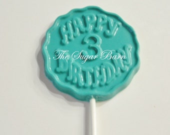 3rd BIRTHDAY CHOCOLATE Lollipops*12 Count*3rd Birthday Party*#3 Birthday Favor*3 Year Old Birthday Party*Chocolate Sucker*Candy Lollipop